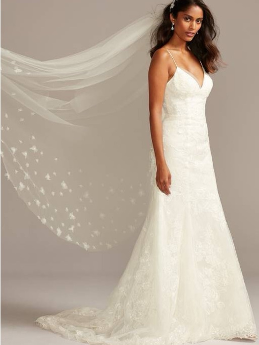Ivory Lace Spaghetti Strap Mermaid NEW Wedding Dress